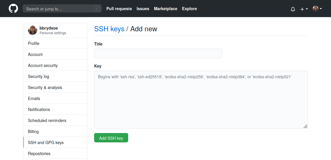 Add new SSH key to GithHub